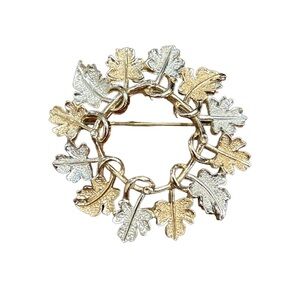 Vintage Sarah Coventry “Garland” Brooch.  Silver and Gold Toned leaves